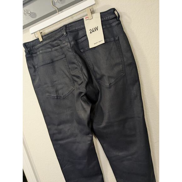 WARP + WEFT NWT Women's Plus Sized 14 Navy High JFK NYC Skinny Coated Denim $98 - Picture 9 of 10